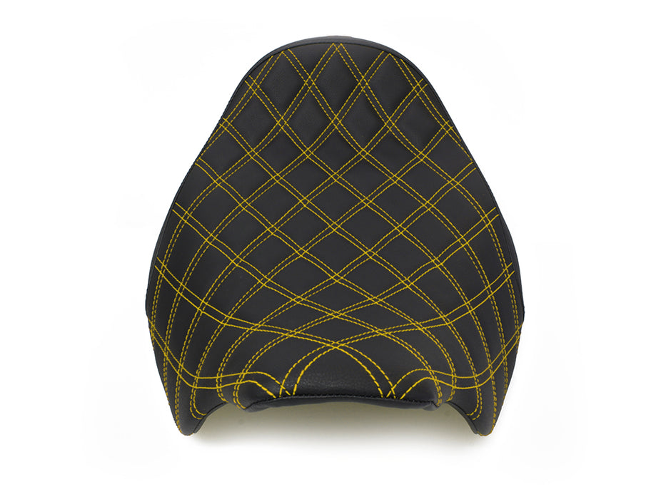 Renegade LS Solo Seat with Gold Double Diamond Lattice Stitch. Fits Most Touring 2008-2024