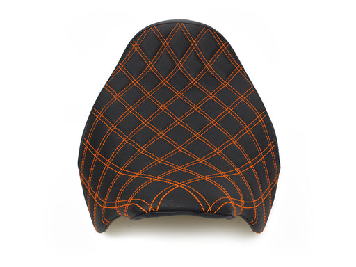 Renegade LS Solo Seat with Orange Double Diamond Lattice Stitch. Fits Most Touring 2008-2024
