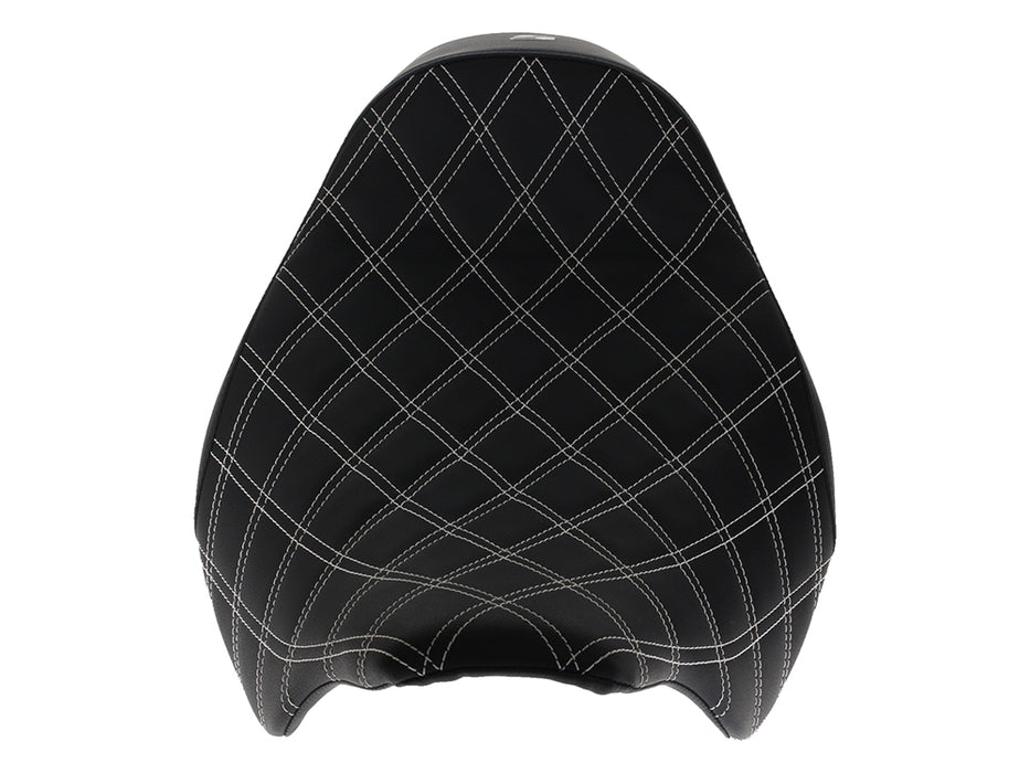 Renegade LS Solo Seat with White Double Diamond Lattice Stitch. Fits Most Touring 2008-2024