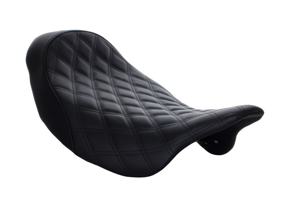 SADDLEMEN Renegade LS Solo Seat With Black Double Diamond Lattice Stitch. Fits Most Touring 2008-2024