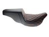 Step-Up LS Dual Seat with Orange Double Diamond Lattice Stitch. Fits Most Touring 2008-2024