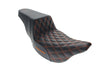 Step-Up LS Dual Seat with Orange Double Diamond Lattice Stitch. Fits Most Touring 2008-2024