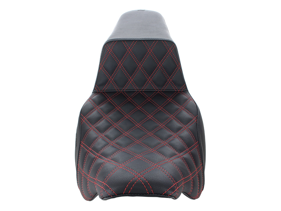 Step-Up LS Dual Seat with Red Double Diamond Lattice Stitch. Fits Most Touring 2008-2024