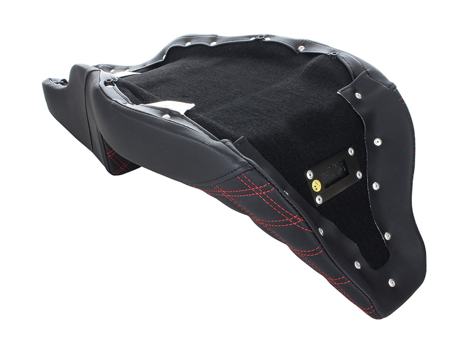 Step-Up LS Dual Seat with Red Double Diamond Lattice Stitch. Fits Most Touring 2008-2024