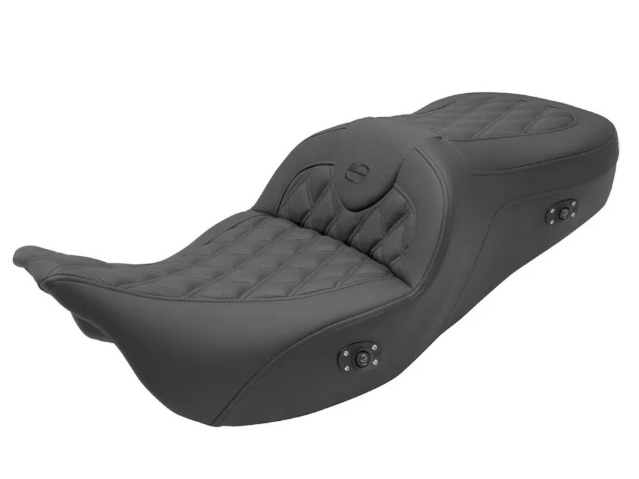 SADDLEMEN Heated Roadsofa LS Dual Seat With Black Double Diamond Lattice Stitch. Fits Most Touring 2008-2024