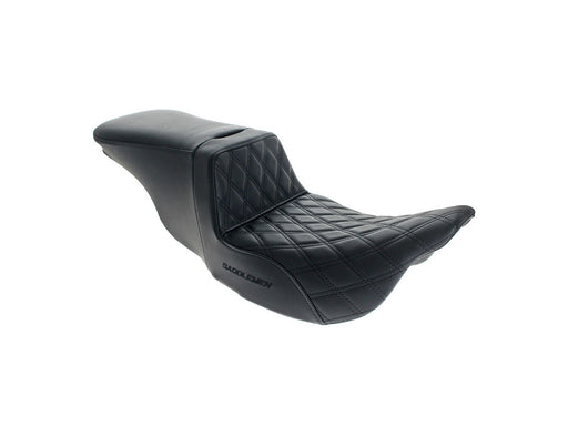Tour Step-Up LS Dual Seat With Backrest & with Black Double Diamond Lattice Stitch. Fits Most Touring 2008-2024