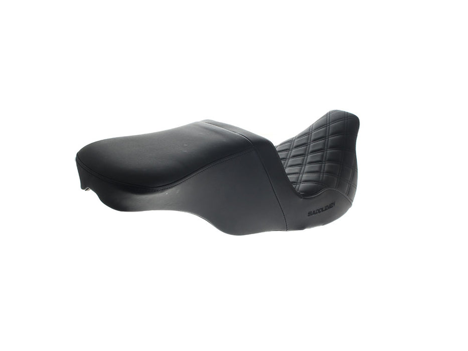 Tour Step-Up LS Dual Seat With Backrest & with Black Double Diamond Lattice Stitch. Fits Most Touring 2008-2024