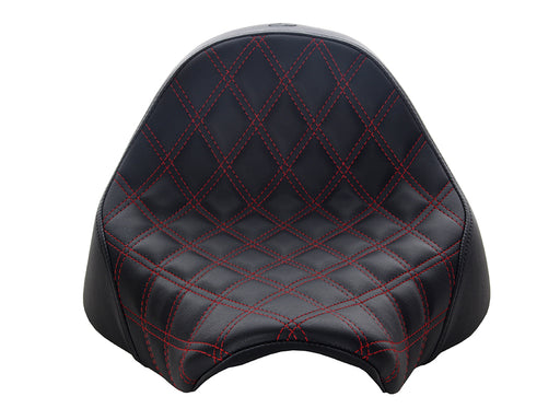 Renegade LS Solo Seat with Red Double Diamond Lattice Stitch. Fits Fat Boy 2018up & Breakout 2023up