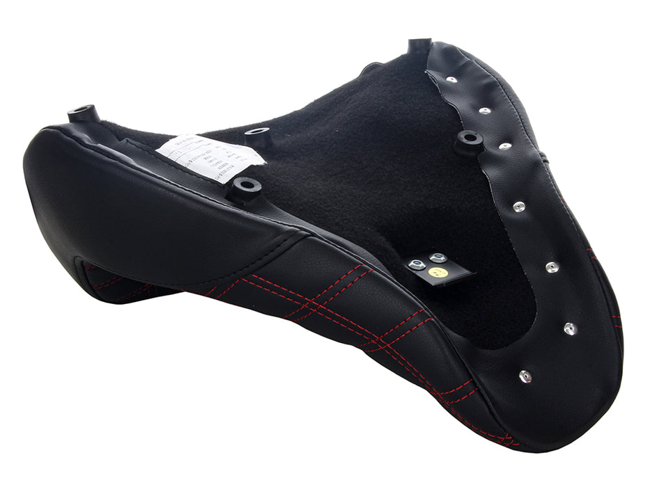 Renegade LS Solo Seat with Red Double Diamond Lattice Stitch. Fits Fat Boy 2018up & Breakout 2023up