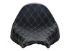 Renegade LS Solo Seat with Silver Double Diamond Lattice Stitch. Fits Fat Boy 2018up & Breakout 2023up