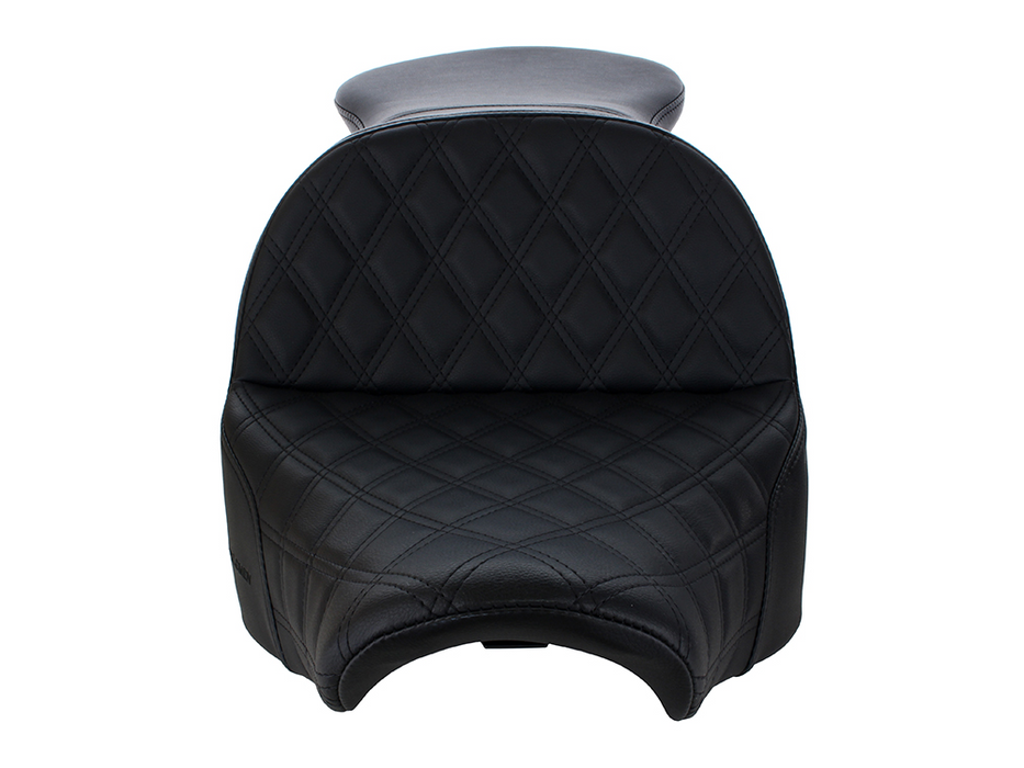Explorer LS Dual Seat with Black Double Diamond Lattice Stitch. Fits Fat Boy 2018up & Breakout 2023up