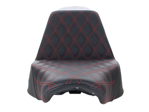 Step-Up Front LS Dual Seat with Red Double Diamond Lattice Stitch. Fits Fat Boy 2018up & Breakout 2023up
