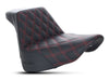 Step-Up Front LS Dual Seat with Red Double Diamond Lattice Stitch. Fits Fat Boy 2018up & Breakout 2023up
