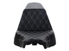 Step-Up Front LS Dual Seat with Silver Double Diamond Lattice Stitch. Fits Fat Boy 2018up & Breakout 2023up