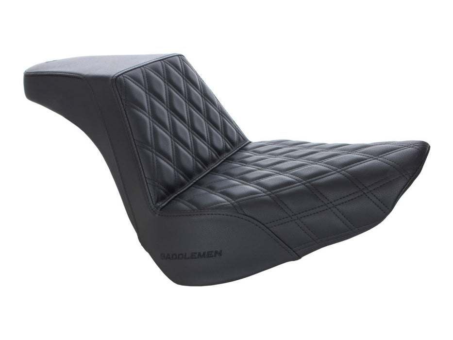 Saddlemen Step-Up LS Dual Seat with Black Double Diamond Lattice Stitch. Fits Fatboy 18+ & Breakout 2023+