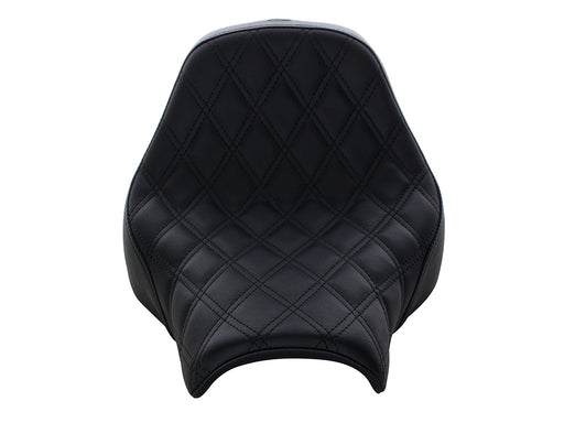 Renegade LS Solo Seat with Black Double Diamond Lattice Stitch. Fits Fat Bob 2018-2024
