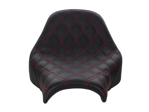 Renegade LS Solo Seat with Red Double Diamond Lattice Stitch. Fits Fat Bob 2018-2024