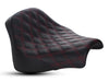 Renegade LS Solo Seat with Red Double Diamond Lattice Stitch. Fits Fat Bob 2018-2024