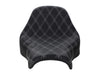 Renegade LS Solo Seat with White Double Diamond Lattice Stitch. Fits Fat Bob 2018-2024