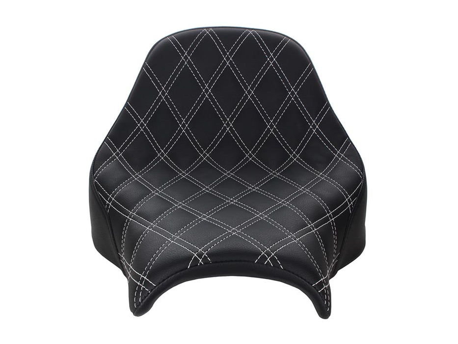 Renegade LS Solo Seat with White Double Diamond Lattice Stitch. Fits Fat Bob 2018-2024
