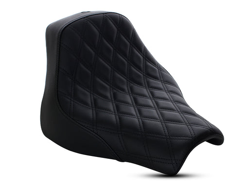 Renegade LS Solo Seat with Black Double Diamond Lattice Stitch. Fits Fat Bob 2018-2024