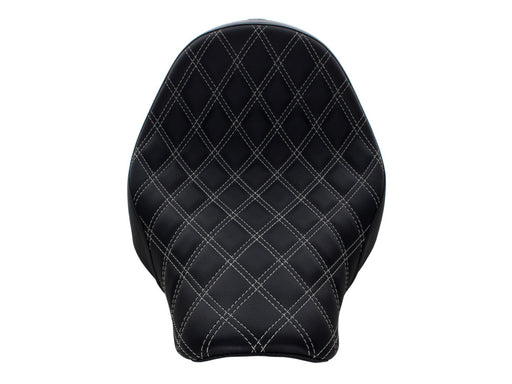 Renegade LS Solo Seat with Silver Double Diamond Lattice Stitch. Fits Sport Glide & Low Rider 2018up, Low Rider S 2020up & Low Rider ST 2022up.