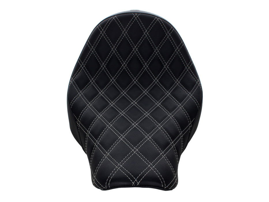 Renegade LS Solo Seat with Silver Double Diamond Lattice Stitch. Fits Sport Glide & Low Rider 2018up, Low Rider S 2020up & Low Rider ST 2022up.