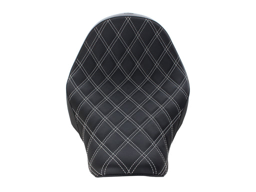 Renegade LS Solo Seat with White Double Diamond Lattice Stitch. Fits Sport Glide & Low Rider 2018up, Low Rider S 2020up & Low Rider ST 2022up.