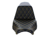 Step-Up LS Dual Seat with Gold Double Diamond Lattice Stitch. Fits Sport Glide & Low Rider 2018up, Low Rider S 2020up & Low Rider ST 2022up.