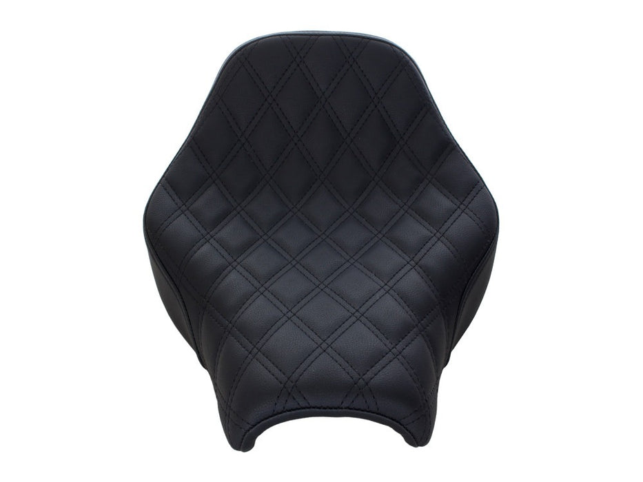 SADDLEMEN Renegade LS Solo Seat With Black Double Diamond Lattice Stitch. Fits Softail Street Bob 2018up & Standard 2020up