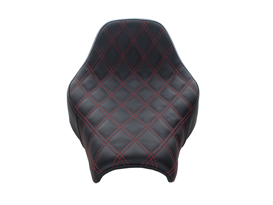 SADDLEMEN - Renegade LS Solo Seat with Red Double Diamond Lattice Stitch. Fits Softail Street Bob 2018up & Standard 2020up.