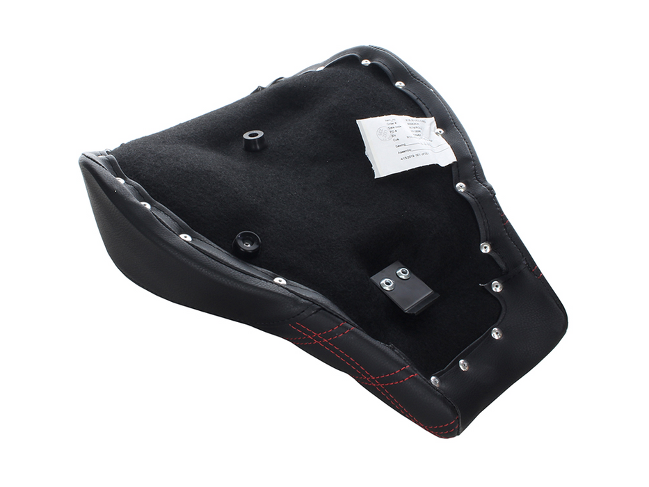 SADDLEMEN - Renegade LS Solo Seat with Red Double Diamond Lattice Stitch. Fits Softail Street Bob 2018up & Standard 2020up.