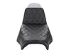Step-Up LS Dual Seat with Gold Double Diamond Lattice Stitch. Fits Softail Street Bob 2018up & Standard 2020up.