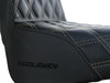 Step-Up LS Dual Seat with Gold Double Diamond Lattice Stitch. Fits Softail Street Bob 2018up & Standard 2020up.