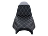 Step-Up LS Dual Seat with White Double Diamond Lattice Stitch. Fits Softail Street Bob 2018up & Standard 2020up.