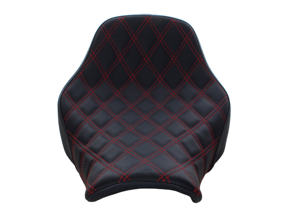 Renegade LS Solo Seat with Red Double Diamond Lattice Stitch. Fits Softail Deluxe 2018-2020 & Heritage Classic 2018up