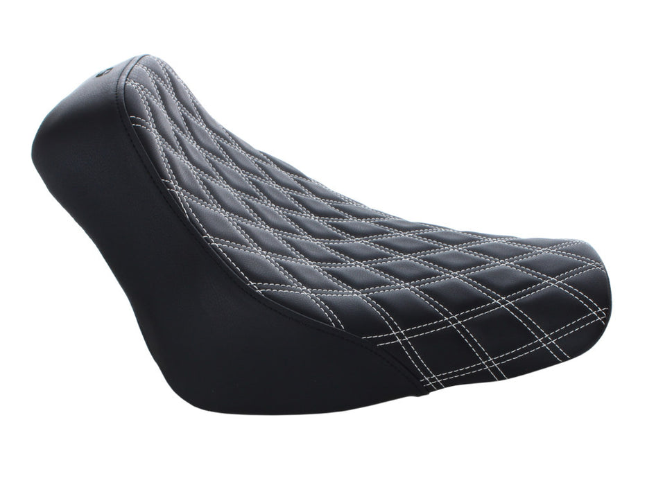 Renegade LS Solo Seat with White Double Diamond Lattice Stitch. Fits Softail Deluxe 2018-2020 & Heritage Classic 2018up