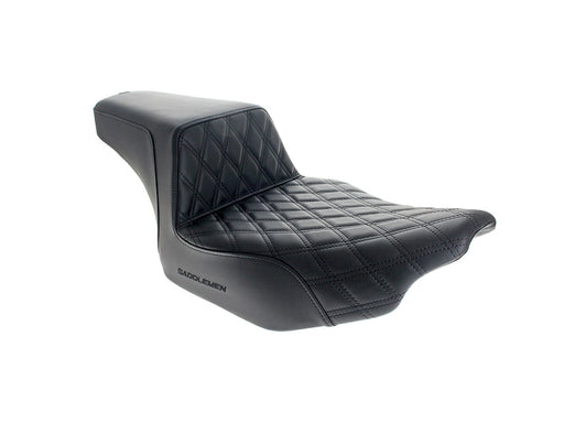 Extended Reach Step-Up LS Dual Seat with Black Double Diamond Lattice Stitch. Fits CVO Touring 2023up, Street Glide & Road Glide 2024up, Touring 2025up