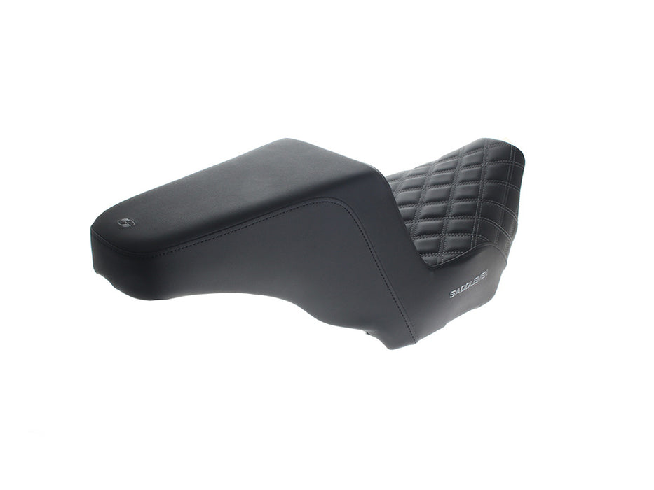 Step-Up LS Dual Seat with Grey Double Diamond Lattice Stitch. Fits CVO Touring 2023up, Street Glide & Road Glide 2024up, Touring 2025up