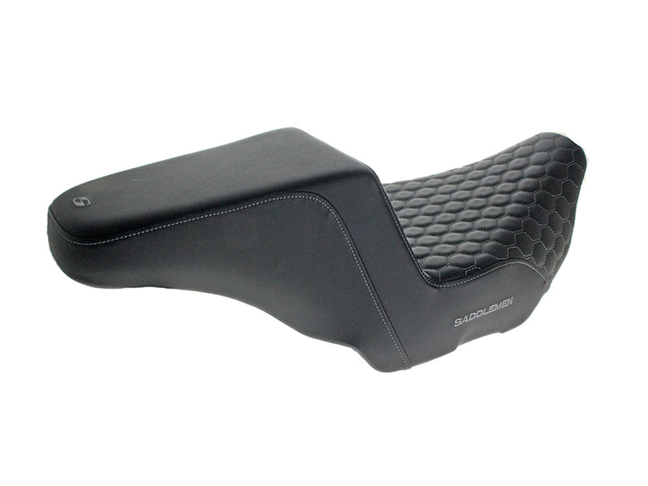Step-Up HC Dual Seat with Grey Honeycomb Stitch. Fits CVO Touring 2023up, Street Glide & Road Glide 2024up, Touring 2025up