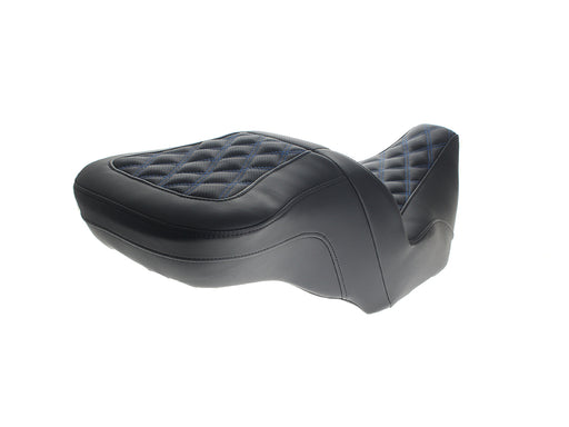 Roadsofa LS Dual Seat with Blue Double Diamond Lattice Stitch. Fits CVO Touring 2023up, Street Glide & Road Glide 2024up, Touring 2025up