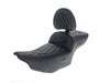 Heated Roadsofa LS Dual Seat With Backrest & Black Double Diamond Lattice Stitch. Fits CVO Touring 2023up, Street Glide & Road Glide 2024up, Touring 2025up