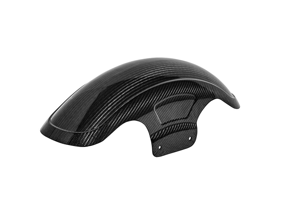 Shorty Carbon Front Fender - Gloss Finish. Fits CVO Touring 2023up, Street Glide & Road Glide 2024up & Touring 2025up with 19in. Front Wheel