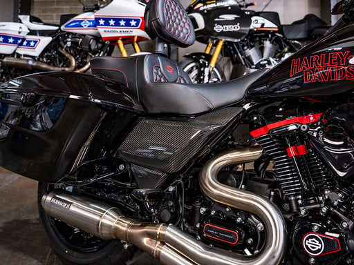 Carbon Side Covers - Gloss Finish. Fits CVO Touring 2023up, Street Glide & Road Glide 2024up, Touring 2025up
