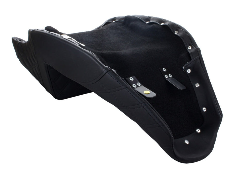 SADDLEMEN Step-Up LS Dual Seat With Black Double Diamond Lattice Stitch Front & Rear. Fits Indian Touring 2014up