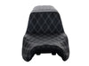 Step-Up LS Dual Seat with White Double Diamond Lattice Stitch Front & Rear. Fits Indian Challenger 2020up.