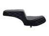 Step-Up LS Dual Seat with White Double Diamond Lattice Stitch Front & Rear. Fits Indian Challenger 2020up.