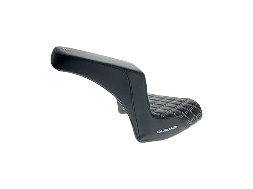 Step-Up LS Dual Seat with White Double Diamond Lattice Stitch. Fits Indian Cruiser 2022up