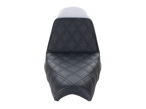 Step-Up LS Dual Seat with Black Double Diamond Lattice Stitch. Fits Yamaha Bolt 2013up.