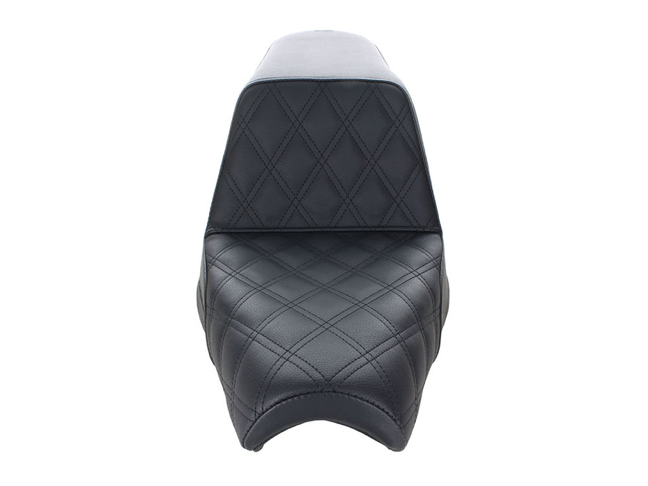 Step-Up LS Dual Seat with Black Double Diamond Lattice Stitch. Fits Yamaha Bolt 2013up.